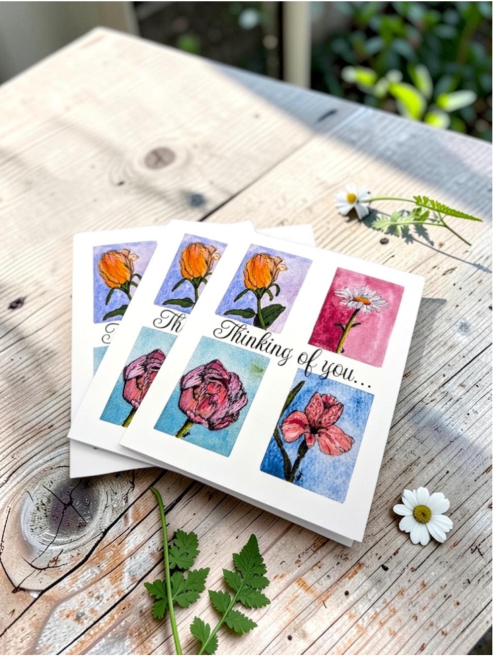 12 Watercolor Notecards Thinking of You 4.25 x 5.5